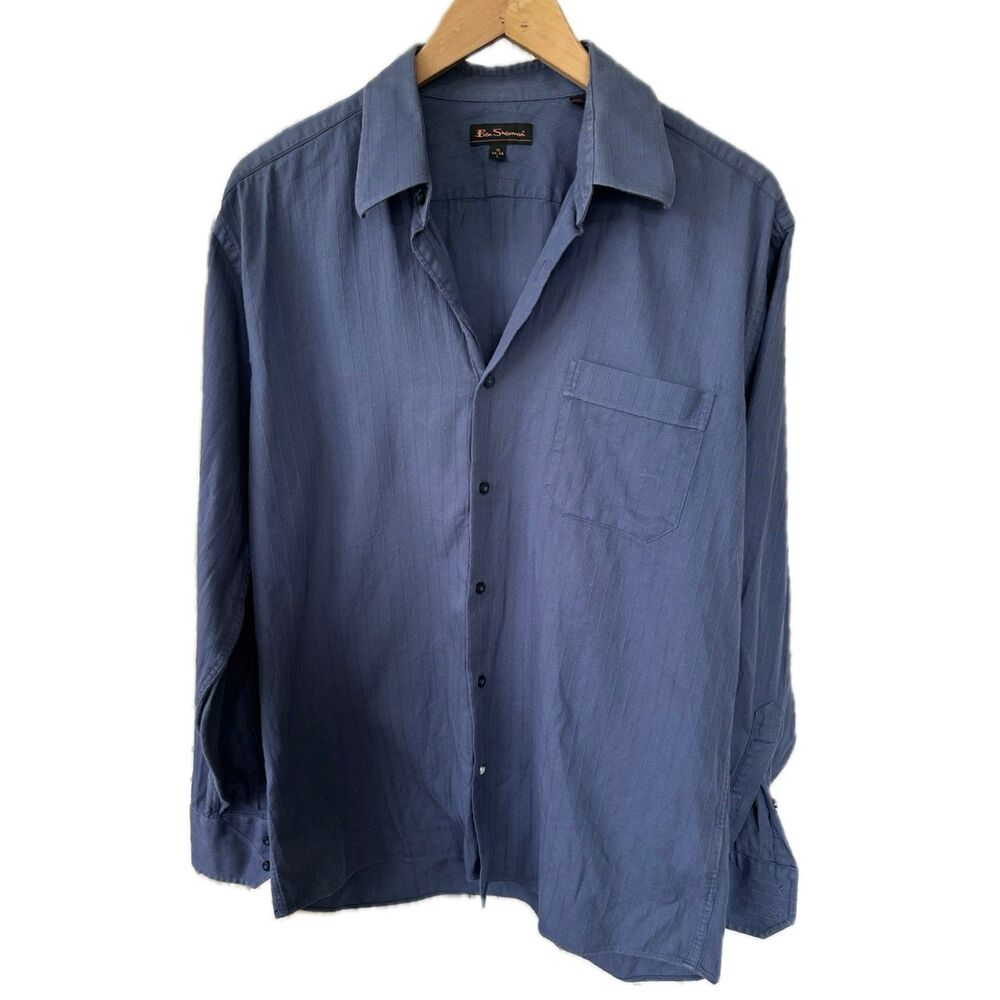 Ben Sherman British Designer 100% Cotton Men's Button Down Collar Dress Shirt L